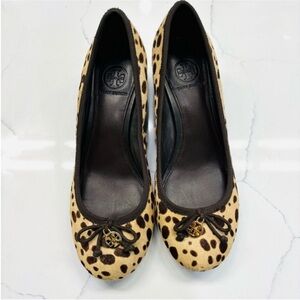 Tory Burch Leopard Spot Reva Ballet Flats - Brown/Black